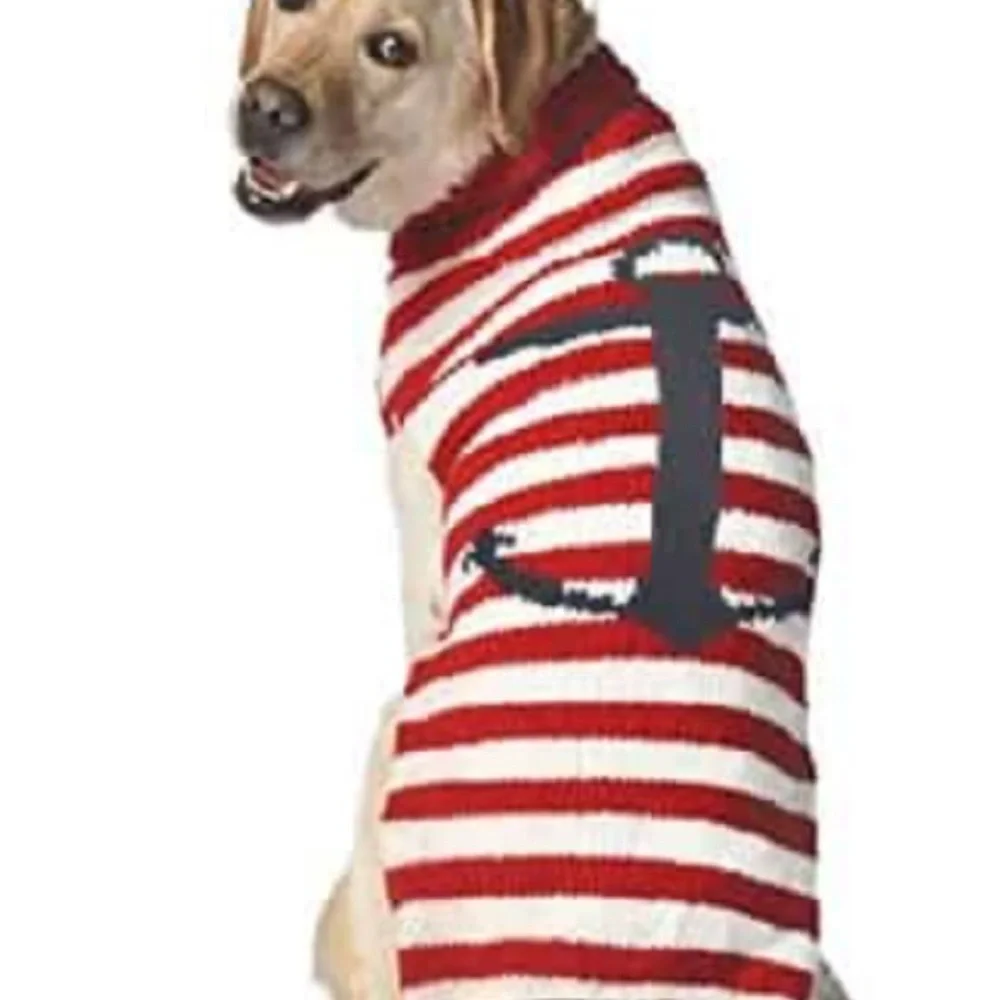 NWT CHILLY DOG WOOL ANCHOR DOG SWEATER MEDIUM RED WHITE BLUE NEW IN BAG